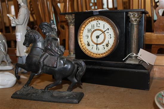 Victorian mantel clock with Spelter surmount